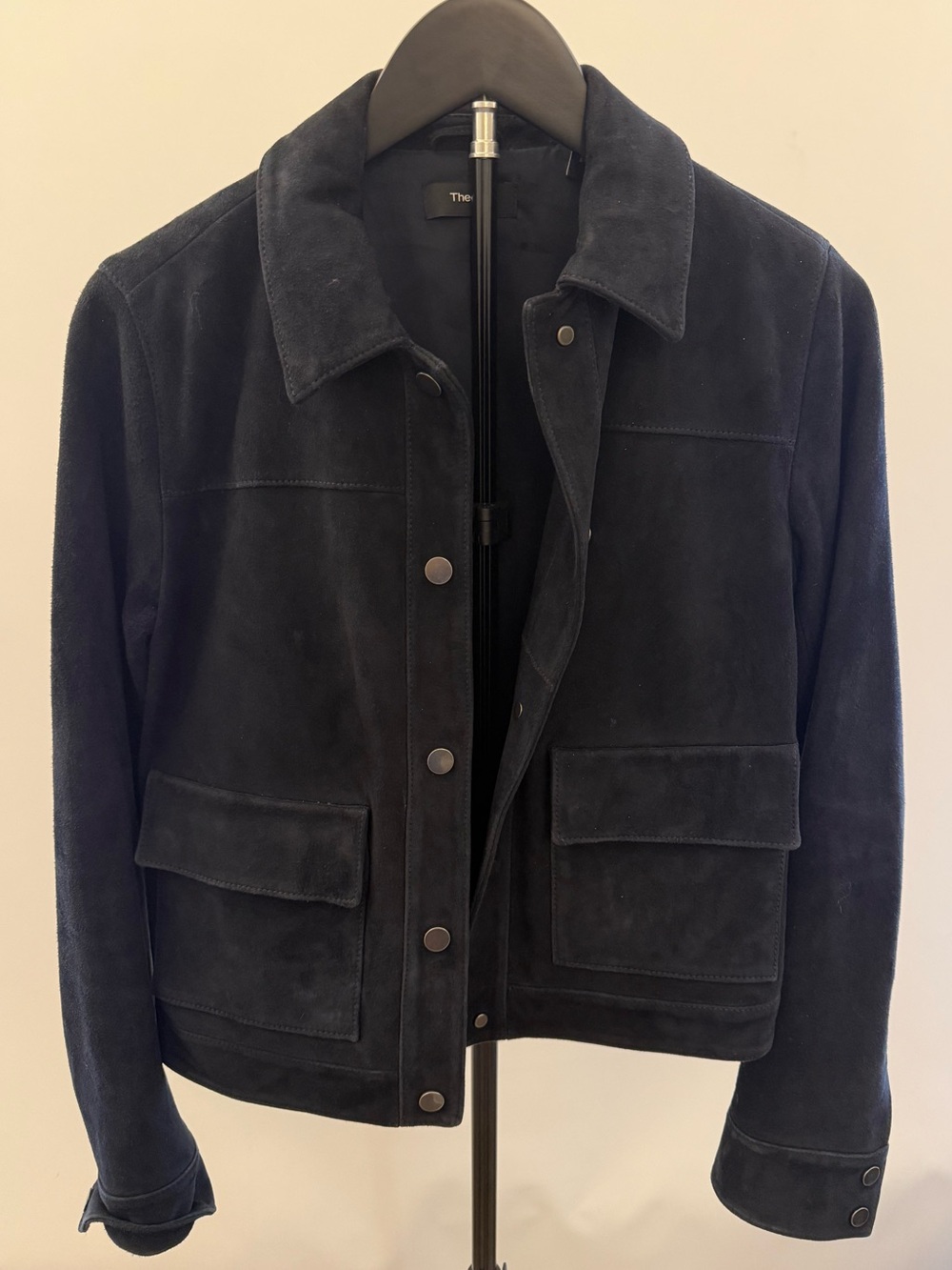 Theory Amorim Suede Parshan Jacket in Navy